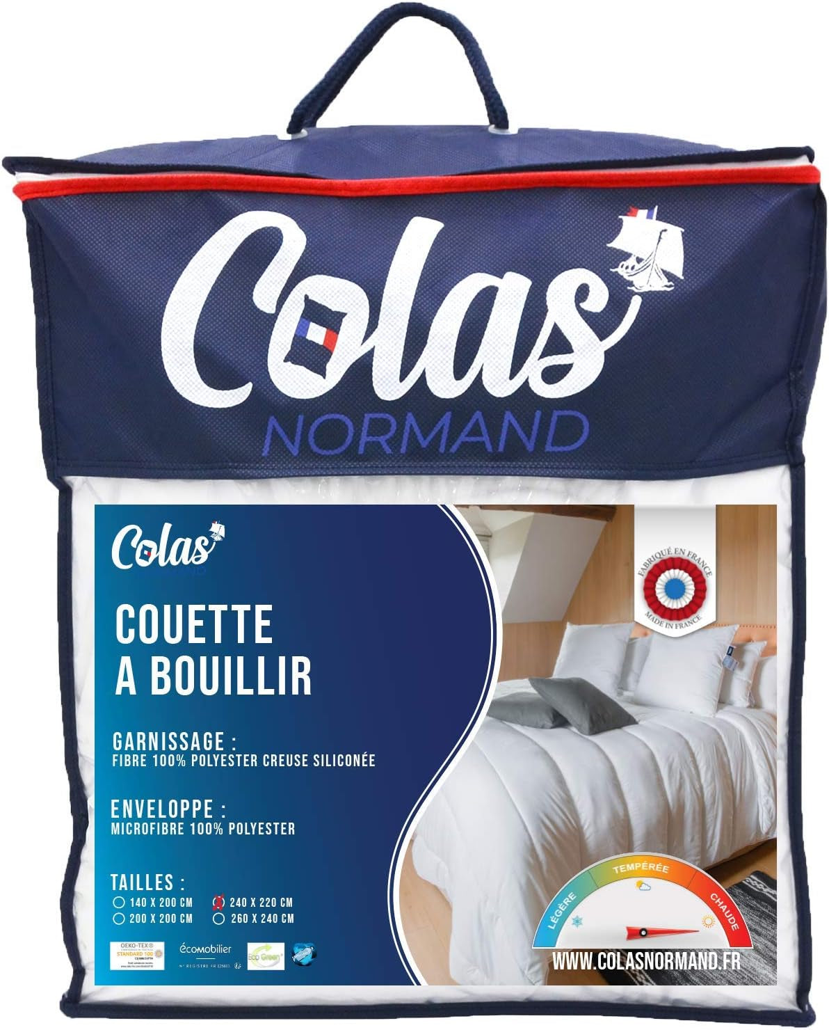 COLAS NORMAND Hřejivá přikrývka, pratelná na 95 °C, 240 X 220 Cm, odolná, mikrovlákno, měkká, hedvábná a pohodlná, Made in France, bílá Naty Shop přikrývky a přikrývky Výchozí název