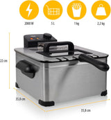 Fritéza Tristar, 1 velký koš a 2 malé koše, nastavitelný termostat, chladicí zóna, 5 litrů, 2000 W, FR-6949 Appliances Naty Shop