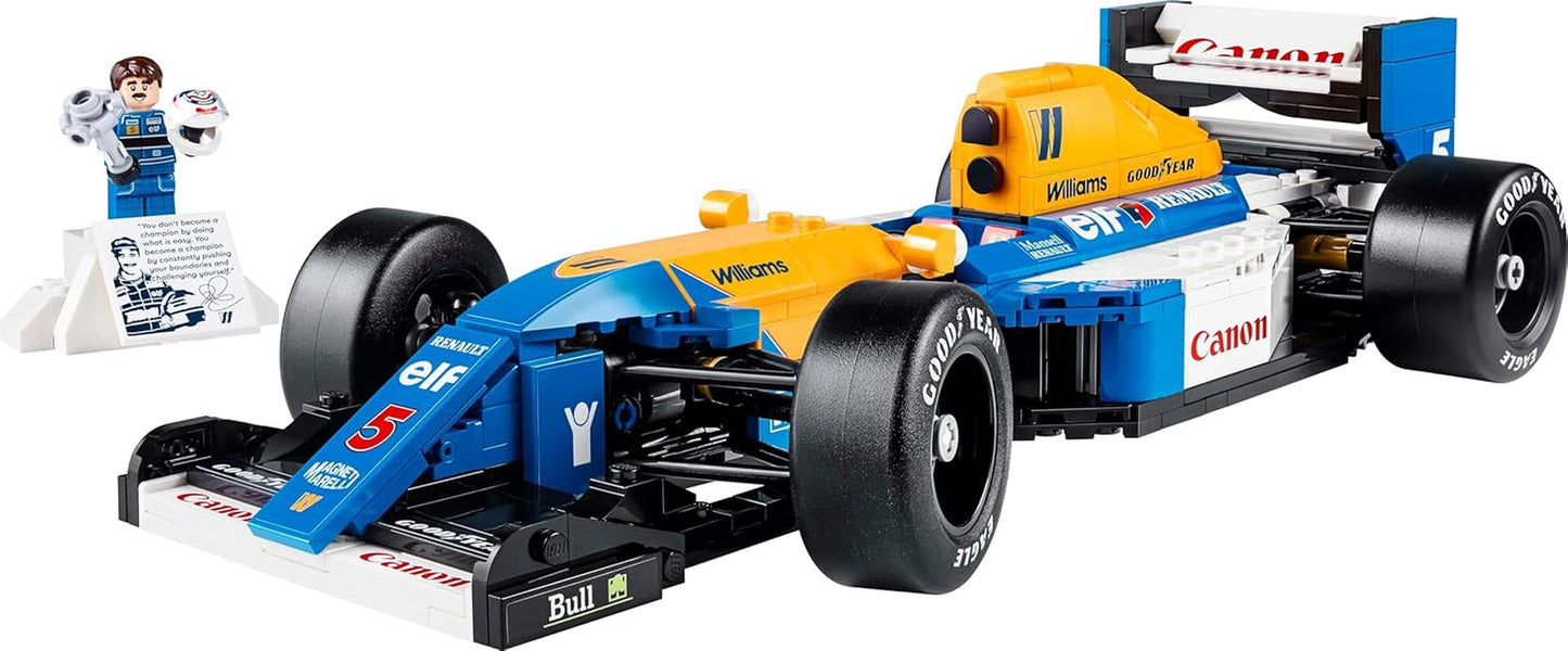 LEGO Icons Williams Racing FW14B s Nigelem Mansellem - Sada modelu F1 s minifigurkami závodního jezdce ke sběru - Dekorace na stůl se stojanem - Dárek pro dospělé a dospívající fanoušky motoristického sportu 10353 Stavebnic Besuche den LEGO-Store