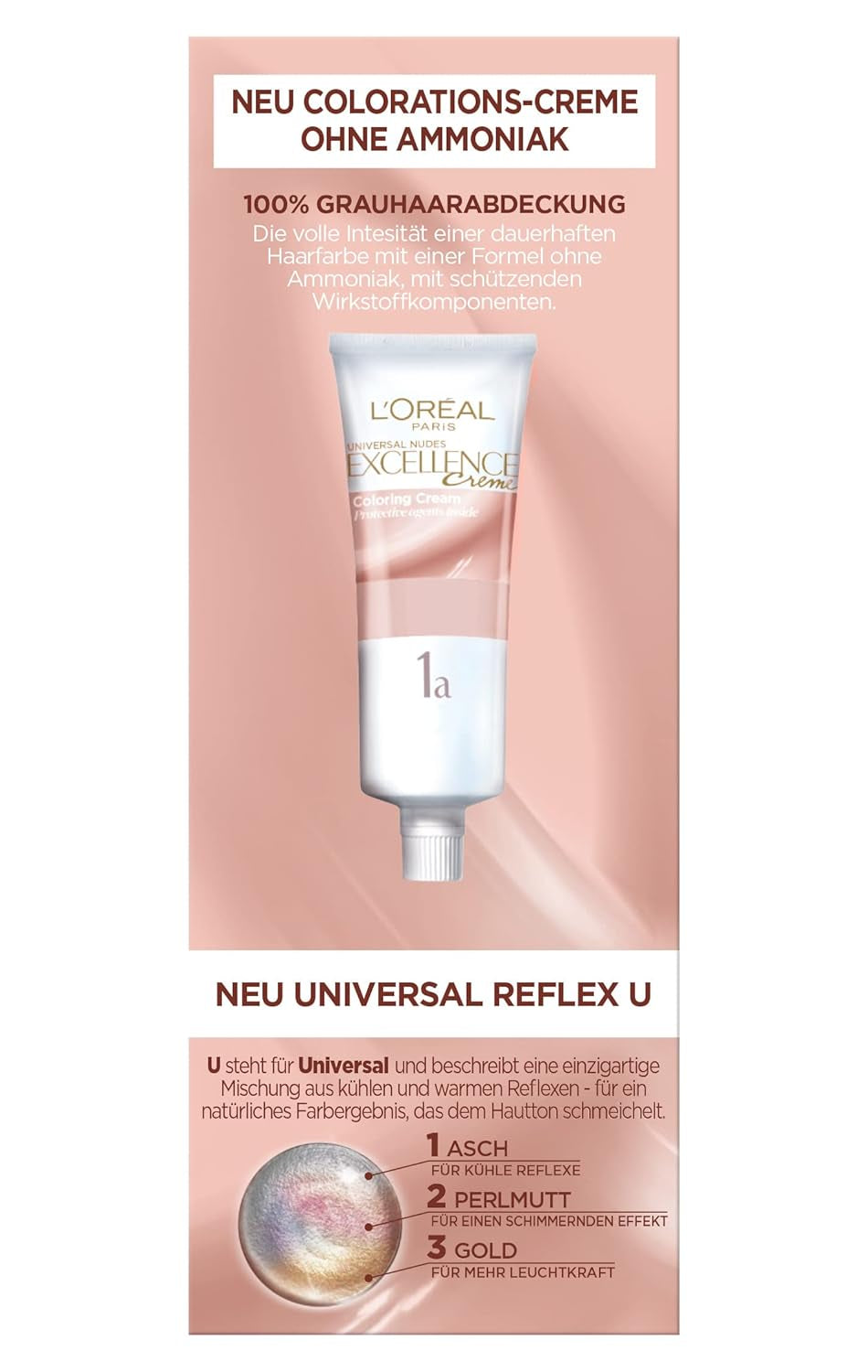 L'Oréal Paris Permanentní barva na vlasy pro každý tón pleti, barvení bez amoniaku, univerzální nahé tóny s plným krytím šedivých vlasů, Excellence Creme, no. 5U Světlý kaštan (hnědý), 1 ks barva na vlasy Naty Shop