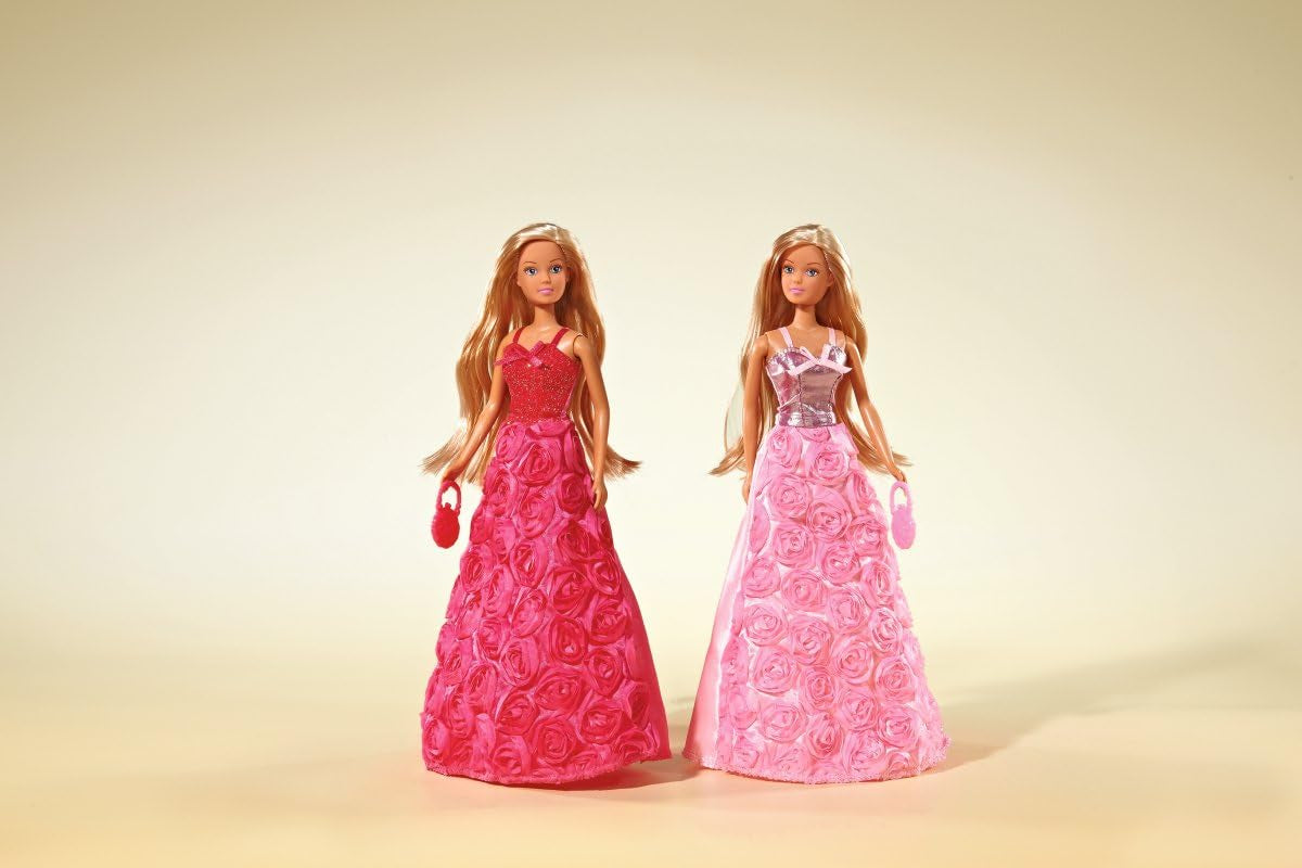 Simba 105739003 - Steffi Love Princess Gala Fashion, 2-Fach Sortiert, es Wird nur EIN Artikel geliefert, Spielpuppe als Prinzessin im traumhaften Rosenkleid mit Handtasche, 29 cm, ab 3 Jahre