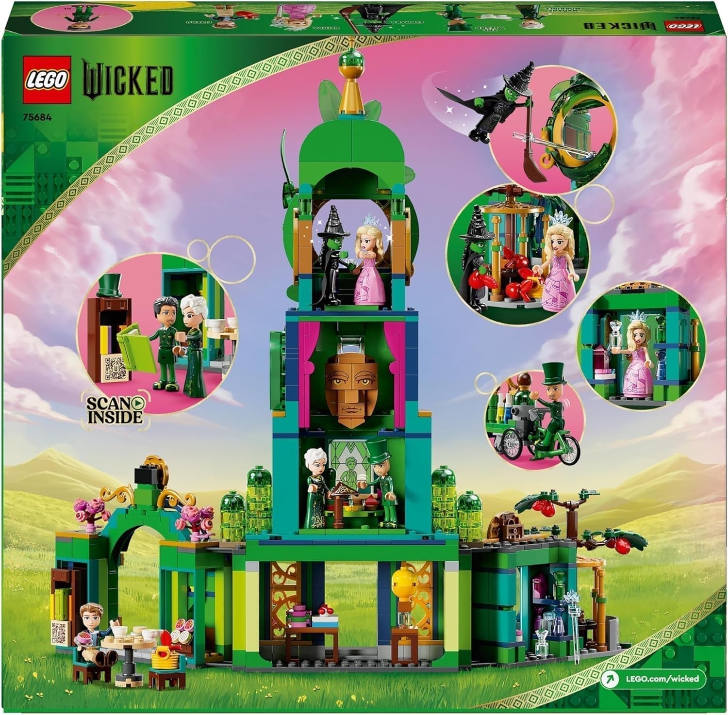 Stavebnice LEGO Wicked Welcome to Emerald City, minipanenky Glinda a Elphaba, dárek pro filmové fanoušky a dívky a chlapce od 9 let, kteří milují domečky pro panenky 75684 Stavebnice Besuche den LEGO-Store