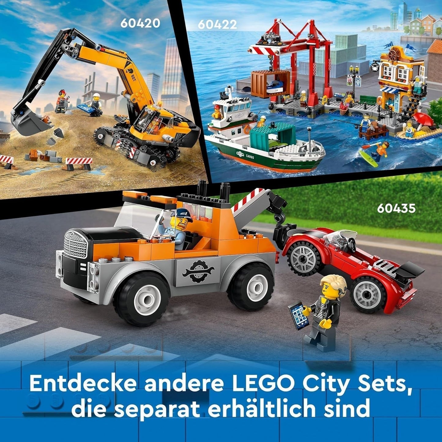 LEGO City přístav s nákladní lodí, stavebnice pro chlapce a dívky od 8 let, tip na dárek pro děti, kontejnerový jeřáb, loď na hraní a 8 minifigurek 60422 Stavebnice Besuche den LEGO-Store
