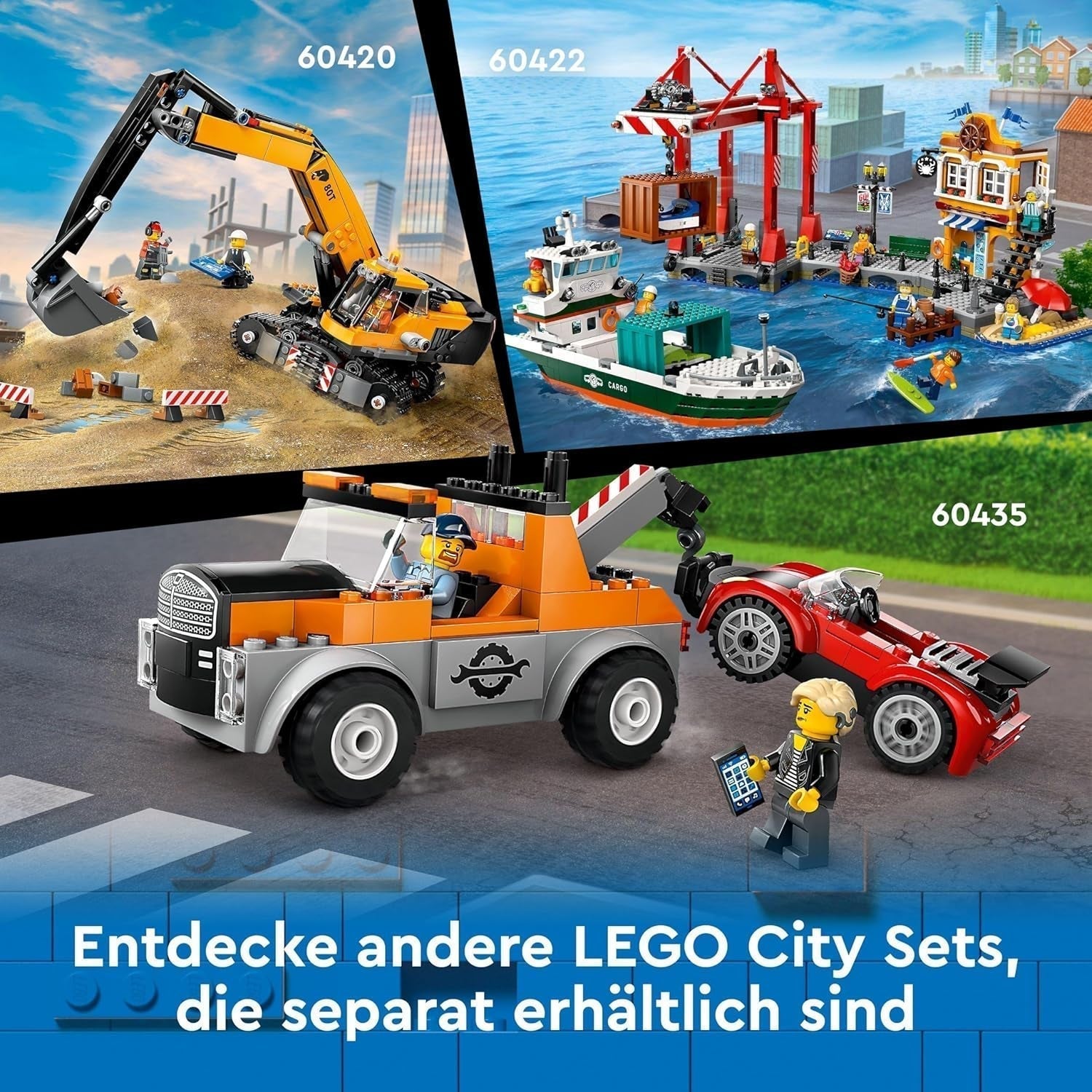 LEGO City přístav s nákladní lodí, stavebnice pro chlapce a dívky od 8 let, tip na dárek pro děti, kontejnerový jeřáb, loď na hraní a 8 minifigurek 60422 Stavebnice Besuche den LEGO-Store