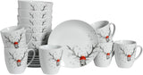 CreaTable, 21498, Luna Hirsch Series, 18dílná sada nádobí pro 6, Porcelánová snídaňová sada, Vhodné do myčky a mikrovlnné trouby, Kvalitní výroba