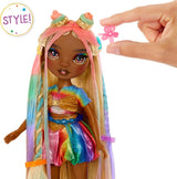 Panenka Rainbow High Hair Chalk & Styling - Meline - 28 cm duhová a zlatá omyvatelná křídová panenka do vlasů, barvení, styling, hraní, opláchnutí a opakování, pro děti ve věku 4-12 let