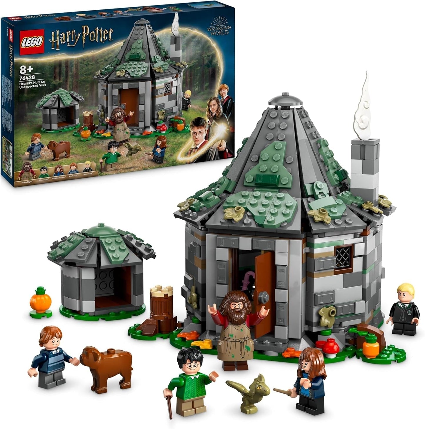 LEGO Harry Potter Hagridova chýše: Nečekaná sada pro návštěvu s 5 minifigurkami a 2 figurkami zvířat, dárek pro ženy a muže, kouzelná dobrodružná hračka, fantasy sada 76428 Stavebnice Beuche den LEGO Store Only