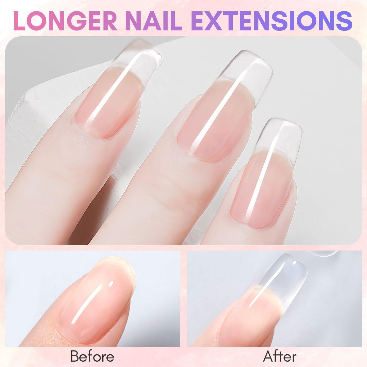 Makartt Poly Gel na prodlužování nehtů - 50 ML Extension Builder Akryl Poly Nägel Aufbaugel Extender Gel Für Gelnägel Für Nagelverlängerung, Nagelstärkung, Nail Art Dekoration (Transparent)