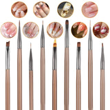 10 Stück Nailart Pinsel Set, štětce Braun Nail Art Pinsel Nageldesign Pinselfür Gelnägelfür Heimwerker Maniküre Salon Zuhause Set pinsel