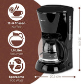 Clatronic® espresso kávovar | Automatický espresso kávovar na 12-14 šálků (cca 1,5 litru) | Espresso kávovar s filtrem a systémem proti odkapávání | 900W | Espressor KA 3473 černý