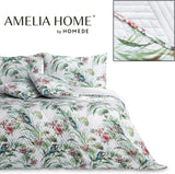 Ameliahome Přehoz přes postel Přehoz na postel 260X280 Cm Oboustranný Snadná údržba Vzor prošívané rostliny Vzor ptáků Vícebarevné Postele a přikrývky Ledňáček Besuche den AmeliaHome-Store
