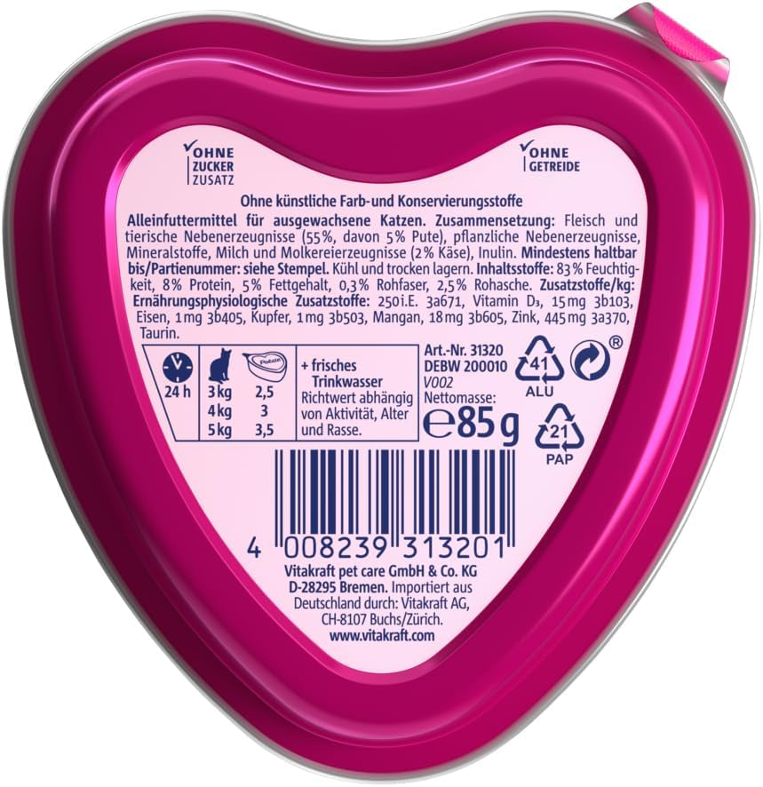 Vitakraft Poésie Création, mokré krmivo pro kočky, mokré krmivo pro kočky v omáčce, s krůtou v sýrové omáčce, multipack, bez přidaného cukru nebo obilovin (15 x 85 g)