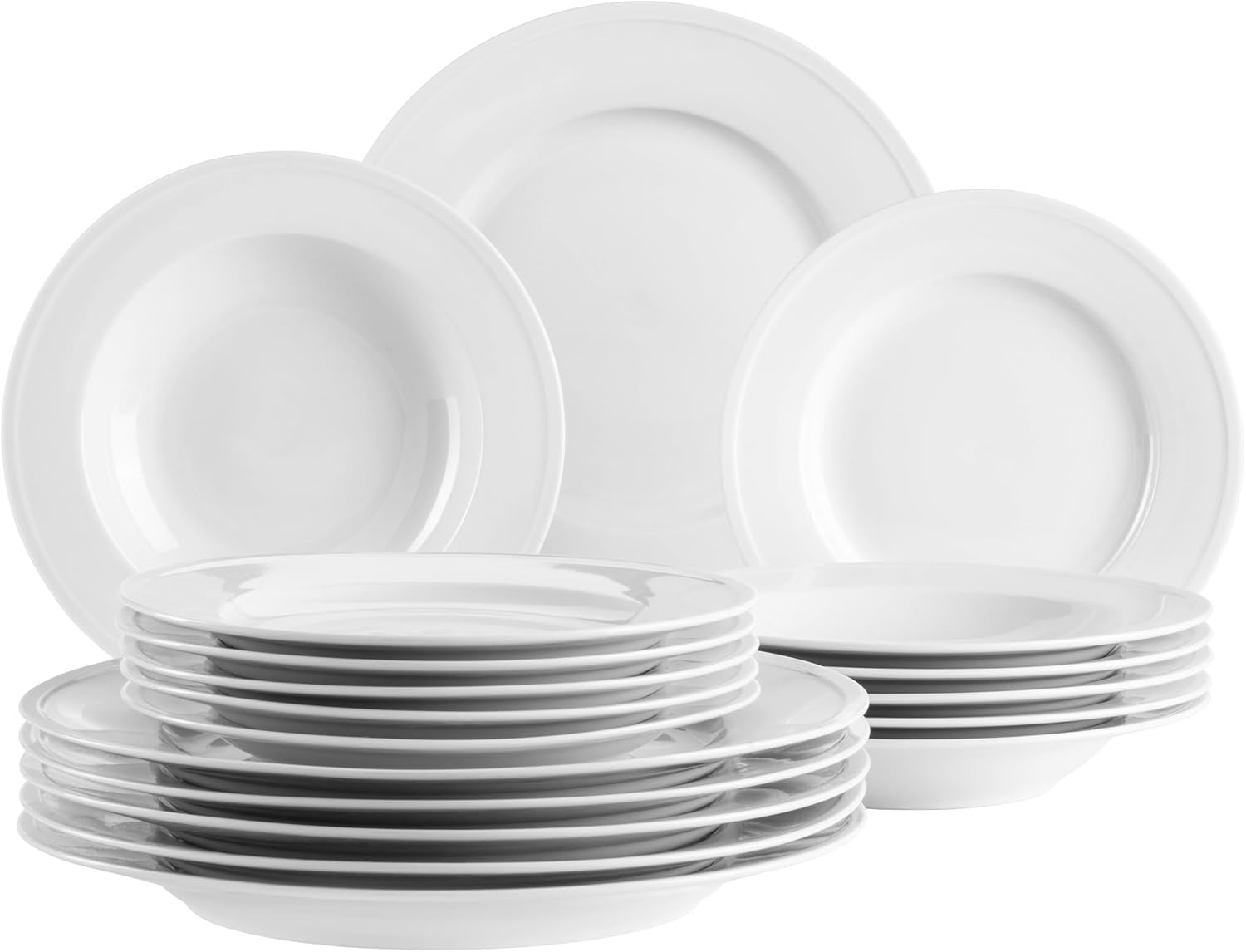 MÄSER Arlona 18dílná porcelánová sada nádobí pro 6, nadčasová a elegantní, bílá