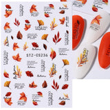 JMEOWIO Nálepka na nehty Herbst 9 Blatt Nálepka na nehty Selbstklebend Nagelaufkleber Kürbis Ahornblatt Erntedankfest Dekoration Nageldesign Zubehör