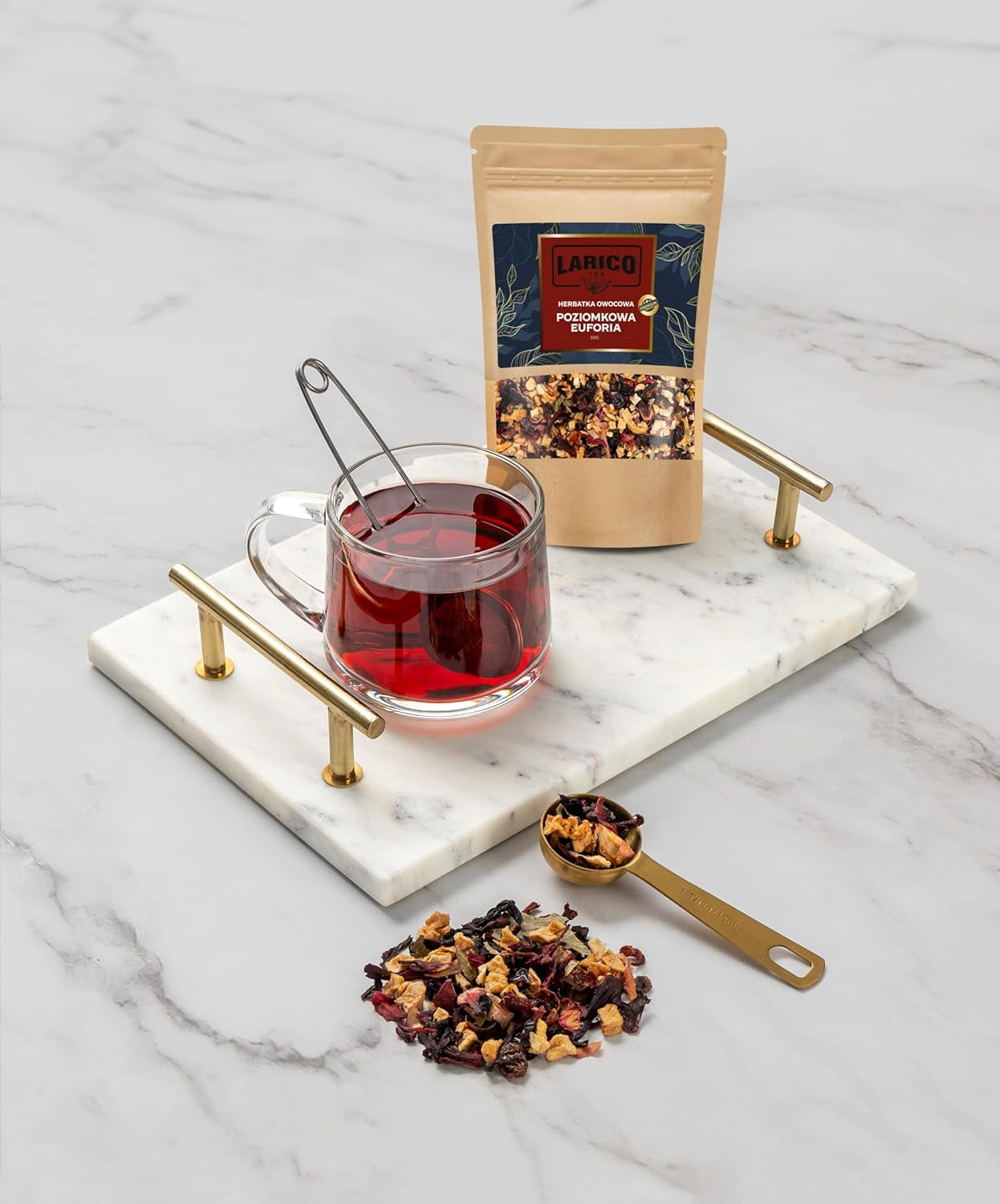 Larico Tea Přírodní ovocný čaj Früchtchen Mix Lesní jahody Euphorie 50 g/Sypaný čaj nejvyšší kvality/Přírodní sypaný čaj