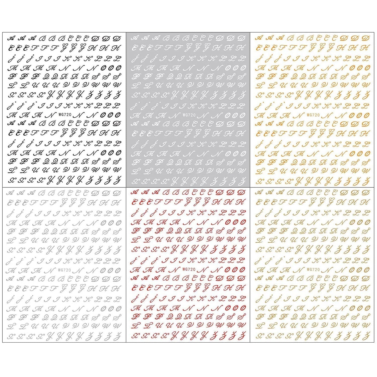 6 Blatt Nagelsticker Alte Alphabetzahlen Nagelaufkleber Selbtklebend Alte Briefe Nail Art Sticker Dekoration Nageldesign Zubehör