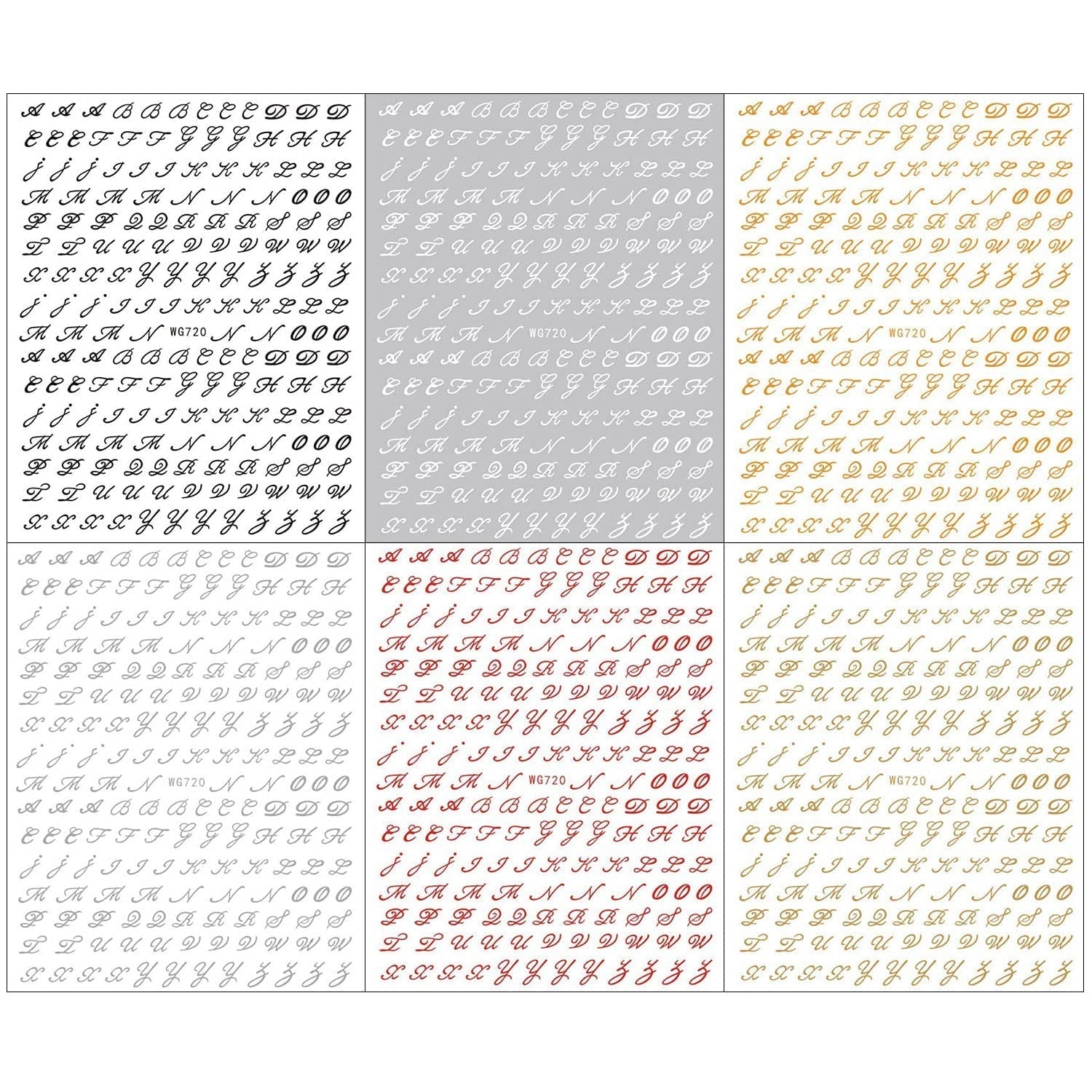 6 Blatt Nagelsticker Alte Alphabetzahlen Nagelaufkleber Selbtklebend Alte Briefe Nail Art Sticker Dekoration Nageldesign Zubehör