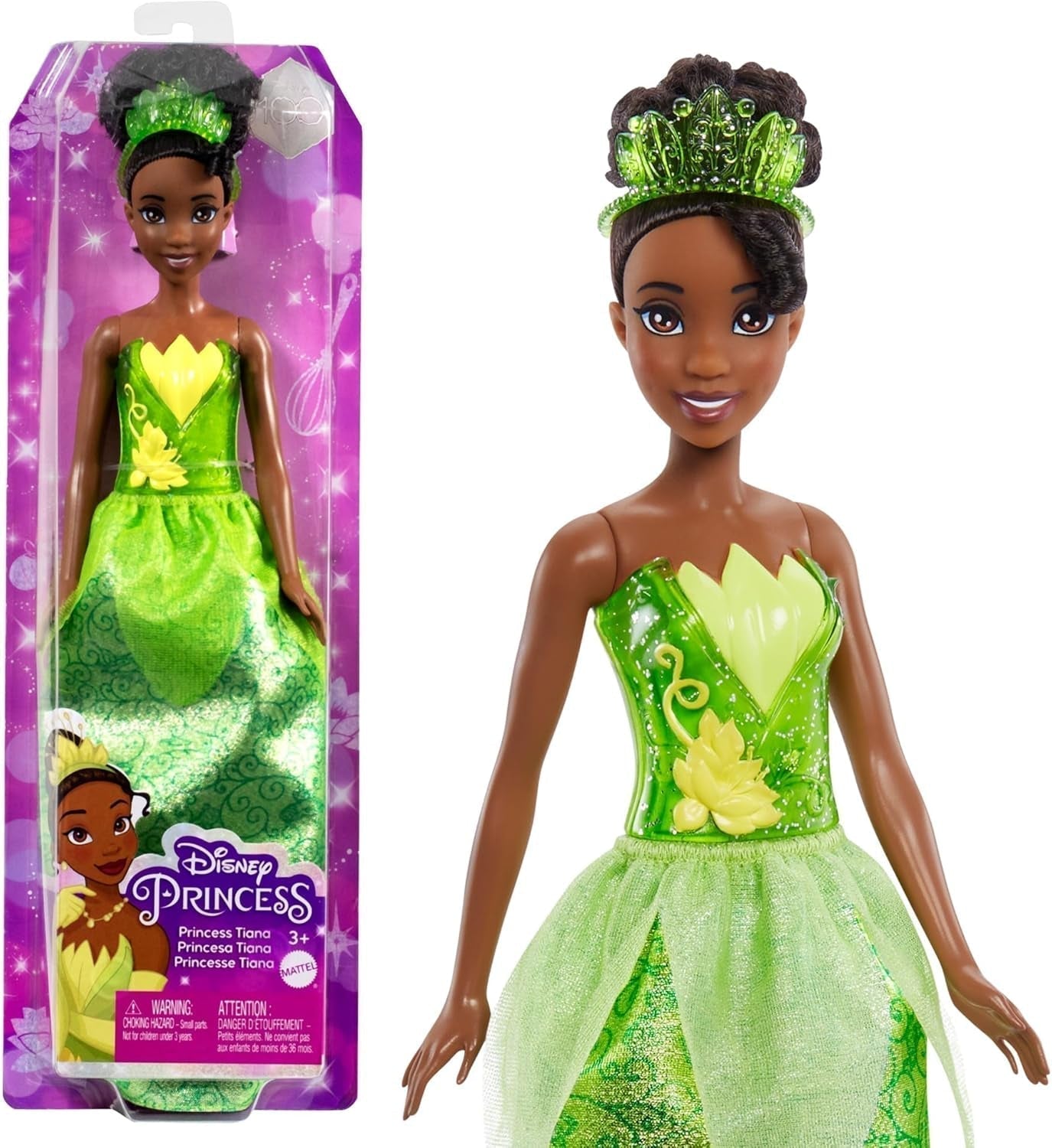 Mattel DISNEY Princess Aurora - panenka s typickým oblečkem, odnímatelné boty a diadém, třpytivý top a odepínací vzorovaná sukně, dlouhé upravitelné vlasy, HLW09 Naty Shop Tiana Dolls
