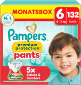 Pampers Premium Protection Pants velikost 5, 144 plen, 11 kg - 17 kg, s 360° nastavením a měkkými manžetami proti vytečení pro optimální pohodlí a ochranu