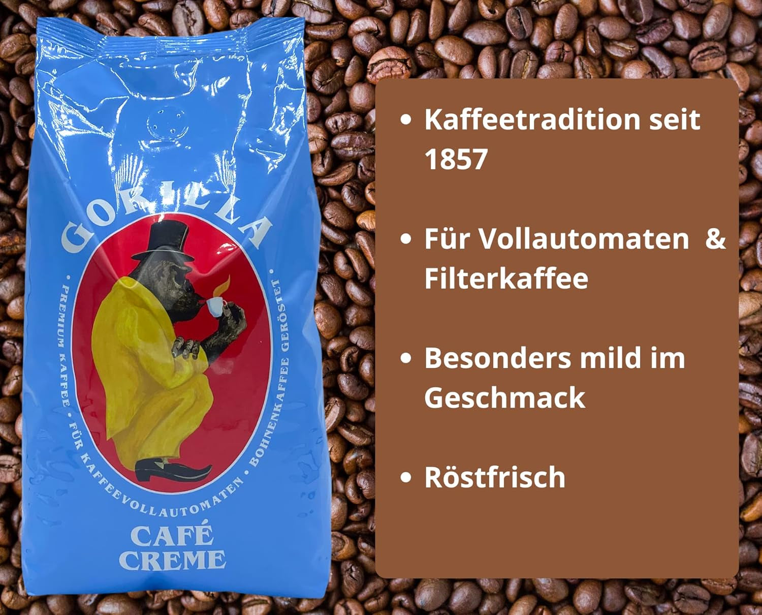 Gorilla coffee cream 3x 1000g Joerges + Jassas Pastries | Káva Arabica Balení 3 1kg