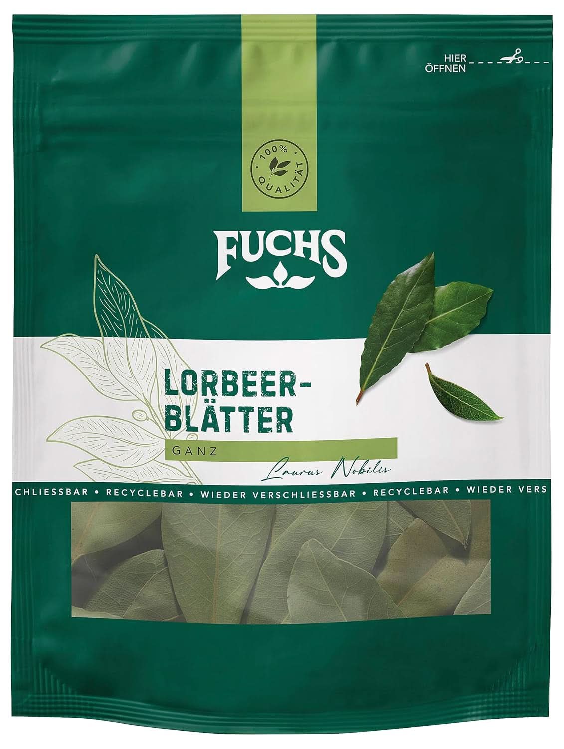 Fuchs - Bobkové listy v znovu uzavíratelném, recyklovatelném sáčku - vyrobeno z přírodních surovin - 7 gramů Condiments Naty Shop