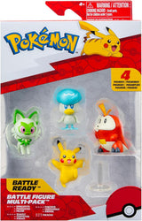 Pokémon PKW3402 - Multipack bitevních figurek - 4 balíčky s Pikachu, Croc, Kwaks, Felori, oficiální detailní figurky, každá 5 cm Akční figurky Naty Shop