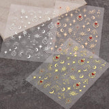 JMEOWIO Nálepka na nehty Mond Stern 9 Blatt Nálepka na nehty Selbstklebend Nagelaufkleber Sonne Dekoration Nageldesign Zubehör