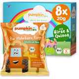 Dětské vícezrnné kroužky mrkve a manga dýně BIO (balení 8 ks) Dětské přesnídávky bez aditiv od 12 měsíců – bez alergenů² a bezlepkové³ dětské křupavé přesnídávky (8 x 20 g)
