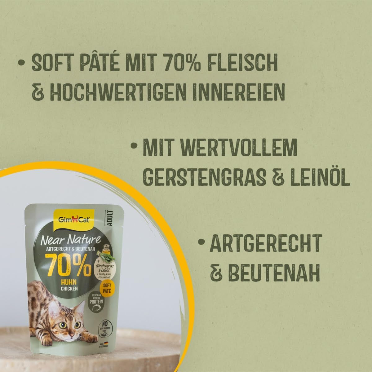 GimCat Near Nature Trial Mix 12 Pack - Bezobilné krmivo pro kočky od 7 měsíců s recepturou vhodnou pro daný druh a kořist - 12 sáčků (12 x 85 g)