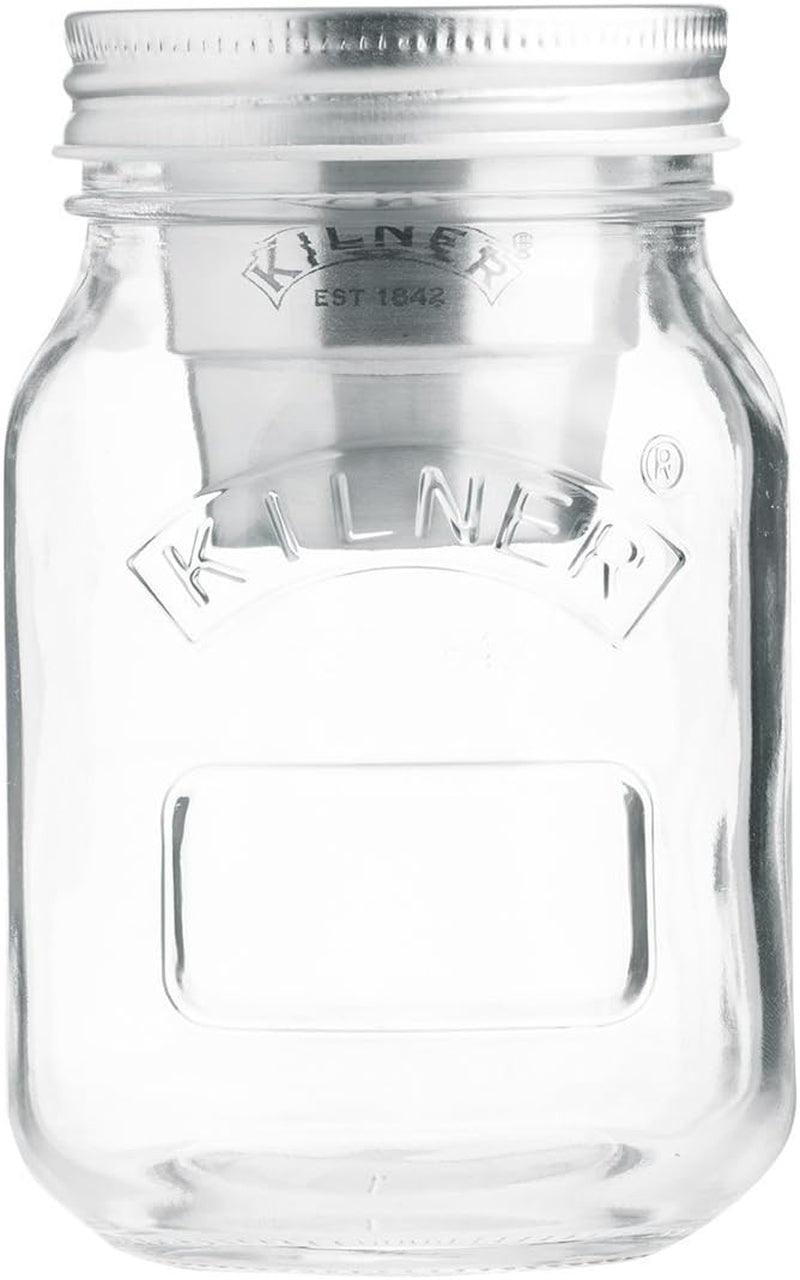 Snídaňová dóza Kilner se lžičkou / 350 ml, Ø 9,5 cm / 5 kusů | kelímek na müsli s sebou / netoxický / skleněná nádoba s víčkem na müsli, kaši a jogurt / nádoba na oves přes noc Boxy na skladování potravin Naty Shop Jar Snack To Go