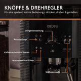 Automatický espresso kávovar KRUPS Arabica Picto, kompaktní design, snadné ovládání, intuitivní nastavitelné otočné ovládání, napěňovač mléka, funkce 2 šálků, kávovar, černý, EA810870