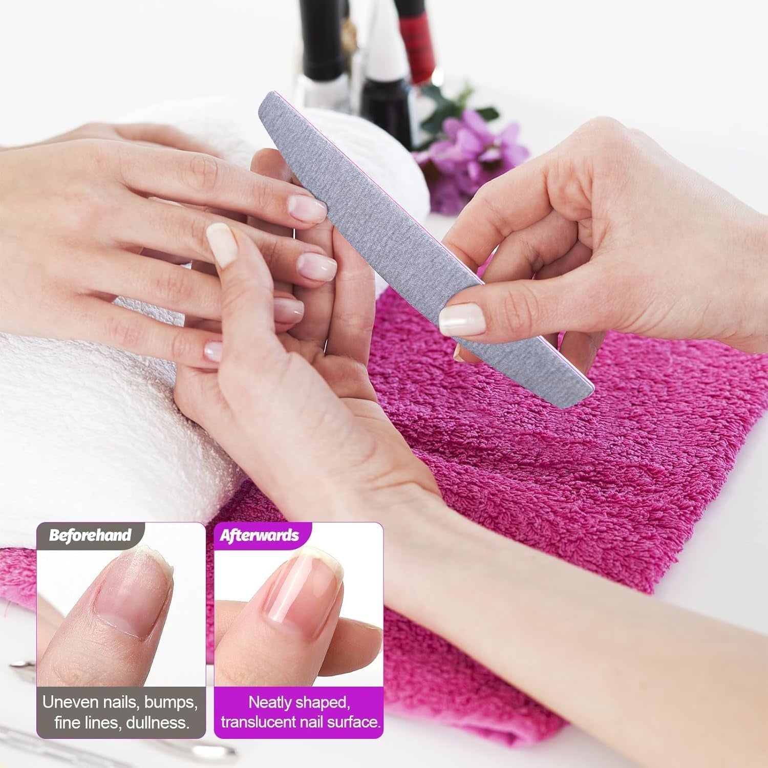 50 Stück Nagelfeile 100/180, Halbmond Nagelfeilen Für Gelnägel, Doppelseitige Nagelfeilen Set, Pilník na nehty, Grit Jednorázový pilník na nehty Für Nagelstudios DIY Nail Art Zuhause, Weiß