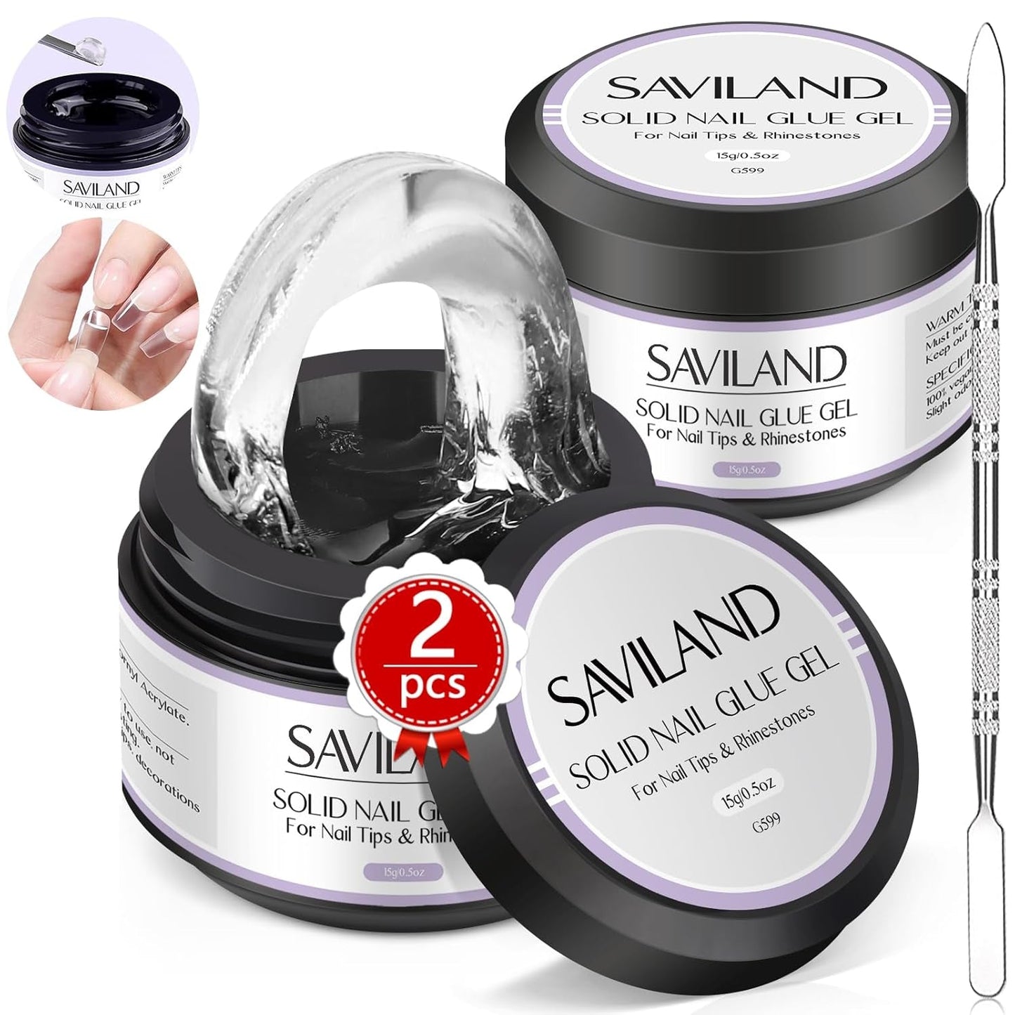 SAVILAND Fester Nagelkleber Gel: 30-Tage Lang Anhaltender Silnější Nagelkleber Für Press on Nails Falsche Nagelspitzen 15Ml U V Nagelkleber 3D Gel-Nagelkunst-Kleber Für Verwendung Im Salon Zu Hause
