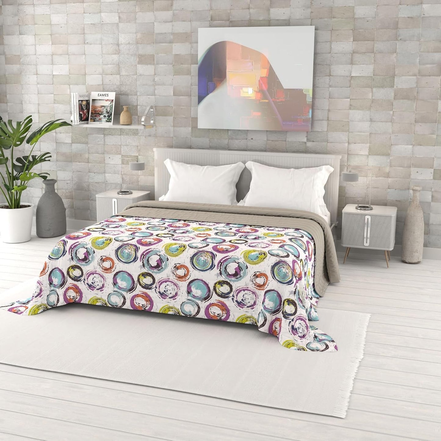 Letní přikrývka s fantasy potiskem, polyesterová výplň, lístky, 260 x 270 cm