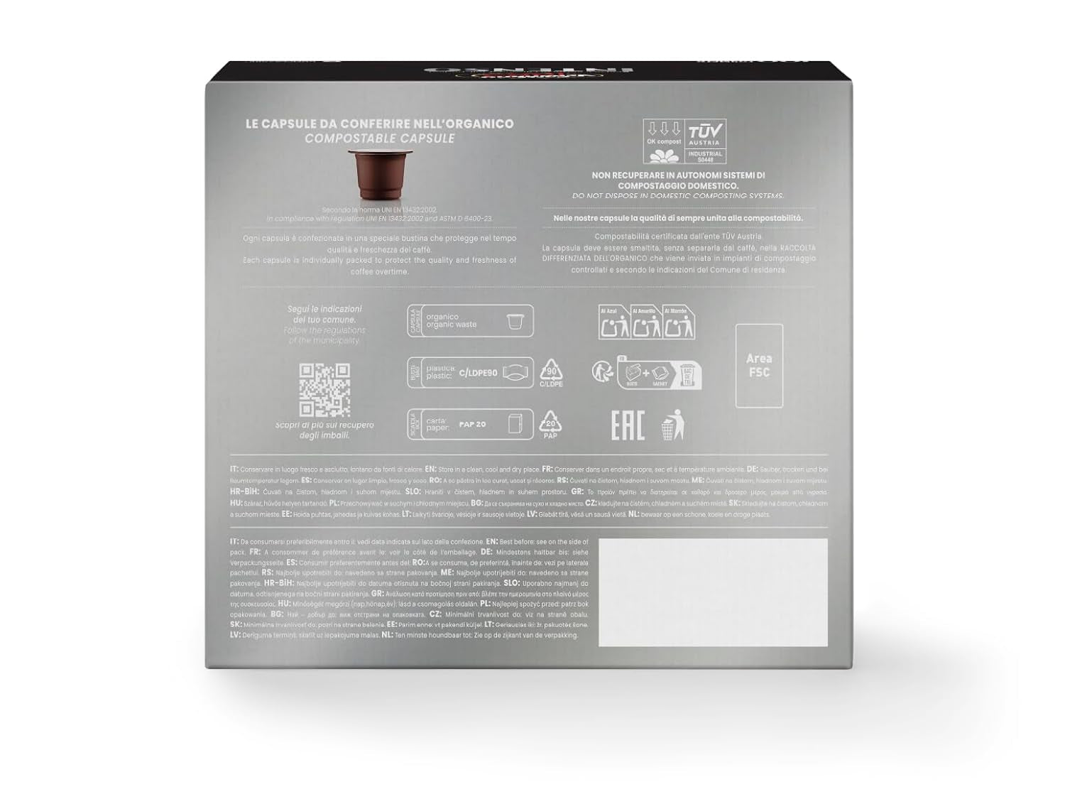 Caffè Vergnano 1882 - Èspresso Kompostierbare Kaffeekapseln, kompatibilní s Nespresso, Intenso (Intenso) - Packung Enthält 100 Kapseln