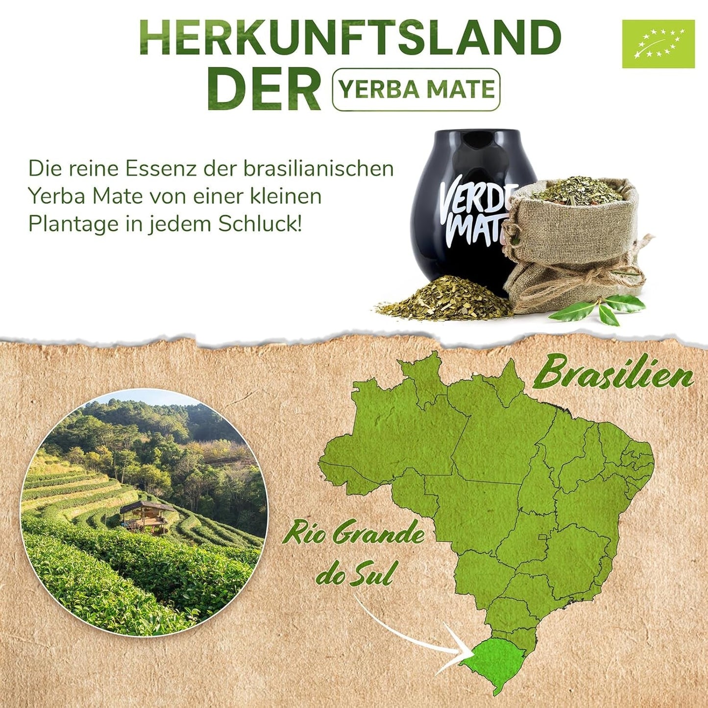 Green Mate Green Orgánica Energy Guarana 500G | Organický čaj Yerba Mate z Brazílie | Přirozený obsah kofeinu | Organický čaj Maté