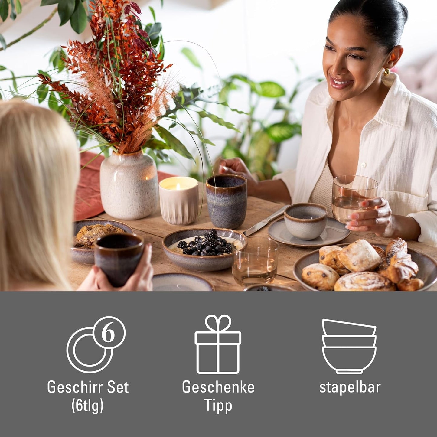 Béžová snídaňová sada Lave od Villeroy & Boch, 6 kusů