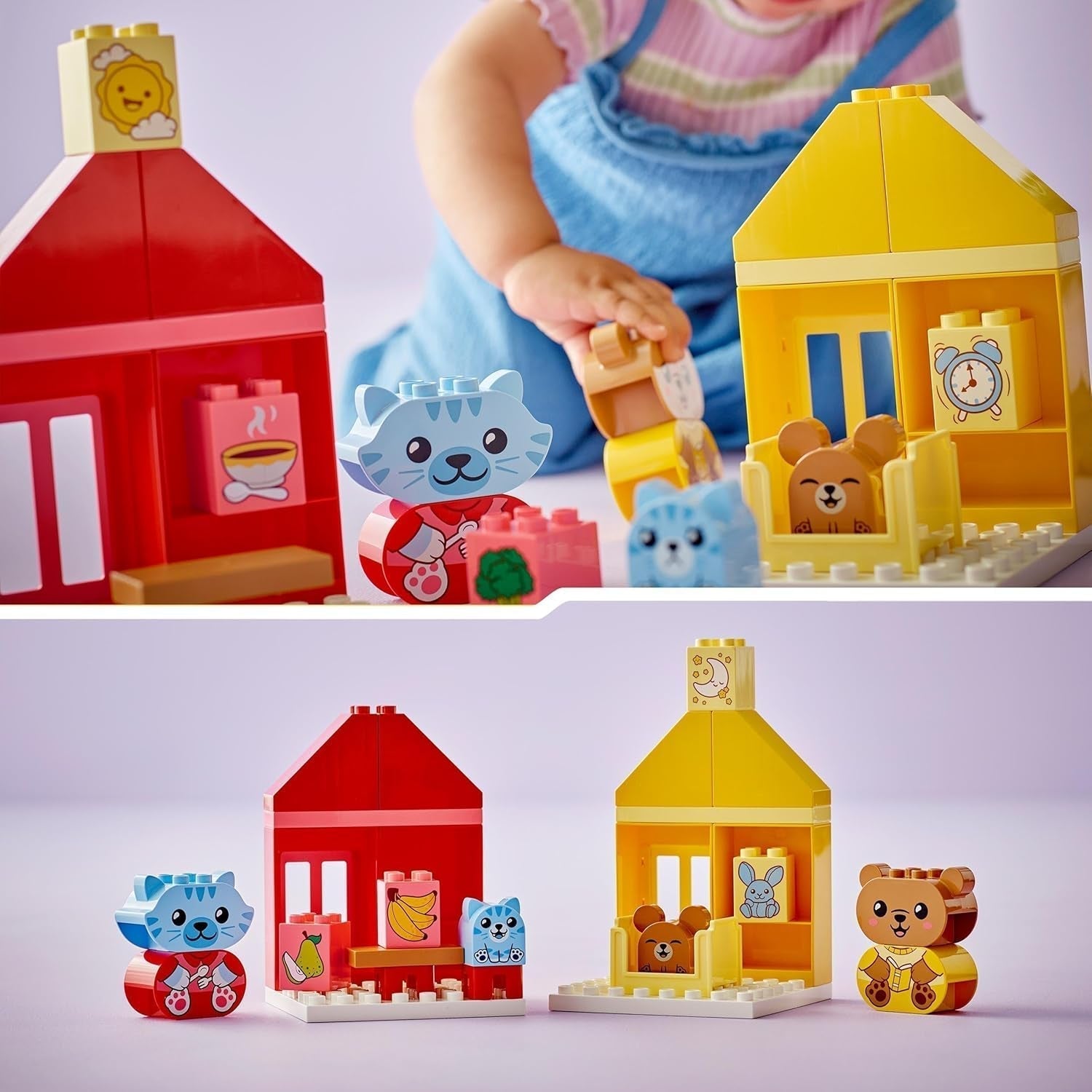 LEGO DUPLO Everyday Routines: Jídlo a spaní, výuková hračka pro batolata na podporu sociálního a emocionálního rozvoje, se 4 figurkami zvířat, dárek pro děti od 18 měsíců 10414 Stavebnice Besuche den LEGO-Store
