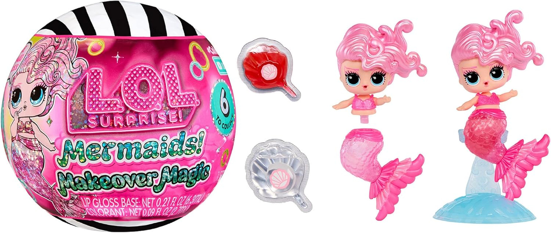 LOL Překvapení! Mermaids Makeover Magic Tots - Skutečný lesk na rty pro vás a vaši panenku, abyste se mohli sami vyrobit, namíchat a vytvořit make-up, Zábavná vodní hra, 6 panenek ke sbírání - Věk 4+