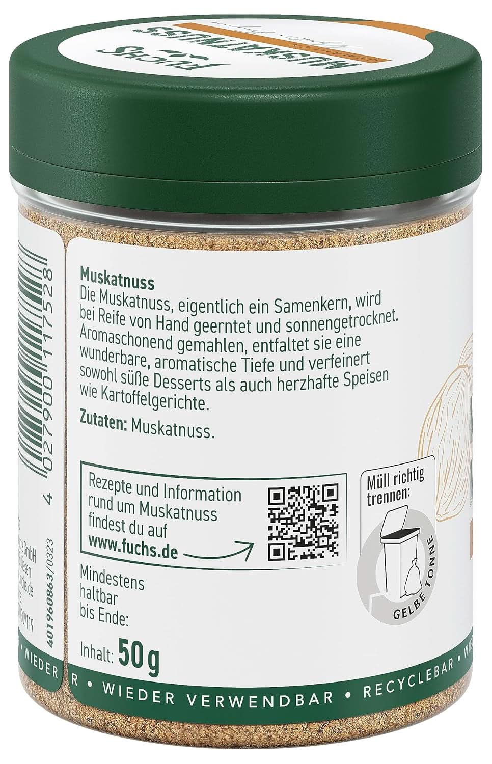 Fuchs Mletý muškátový oříšek, 50 gramů Condiments Naty Shop