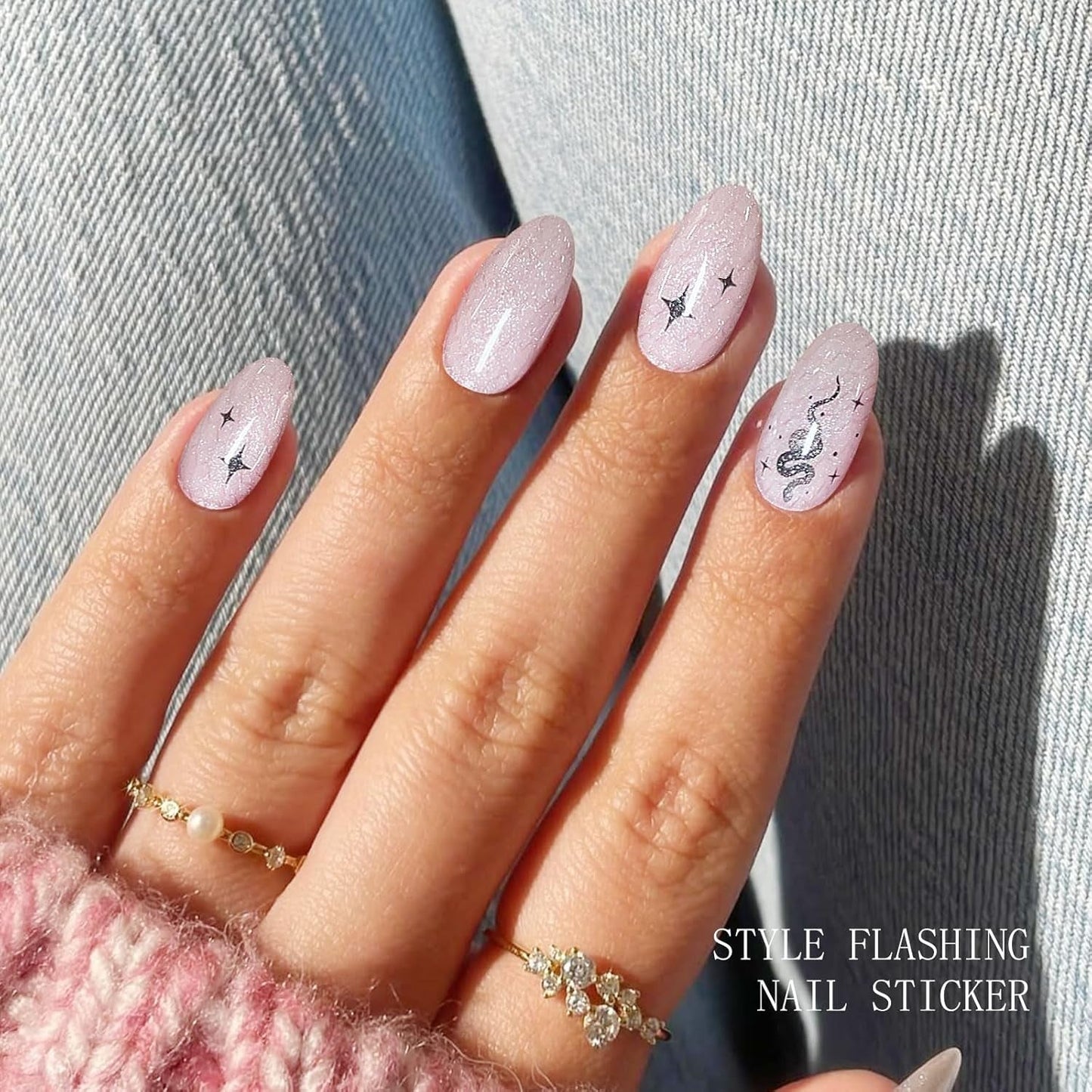 JMEOWIO Nagelfolie UV Härtend Schlange Stern UV gelové proužky na nehty Nálepka na nehty Nagelaufkleber Nail Art Dekoration Nageldesign Zubehör