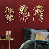 3 kusy kovu Minimalistická ženská nástěnná stěna ve stylu Art Deco Moderní kov Abstraktní žena Nástěnné umění Ženské jednoduché čárové kresby k zavěšení do obývacího pokoje (černá, moderní) Sošky a plastiky Naty Shop Gold Elegant