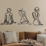 3 kusy kovu Minimalistická ženská nástěnná stěna ve stylu Art Deco Moderní kov Abstraktní žena Nástěnné umění Ženské jednoduché čárové kresby k zavěšení do obývacího pokoje (černá, moderní) Sošky a plastiky Naty Shop Černá Vintage