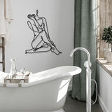 3 kusy Kovová minimalistická ženská stěna ve stylu art deco Moderní kovová abstraktní ženská nástěnná malba Ženské jednoduché čárové kresby k zavěšení do obývacího pokoje (černé, moderní) Sošky a sochy Naty Shop