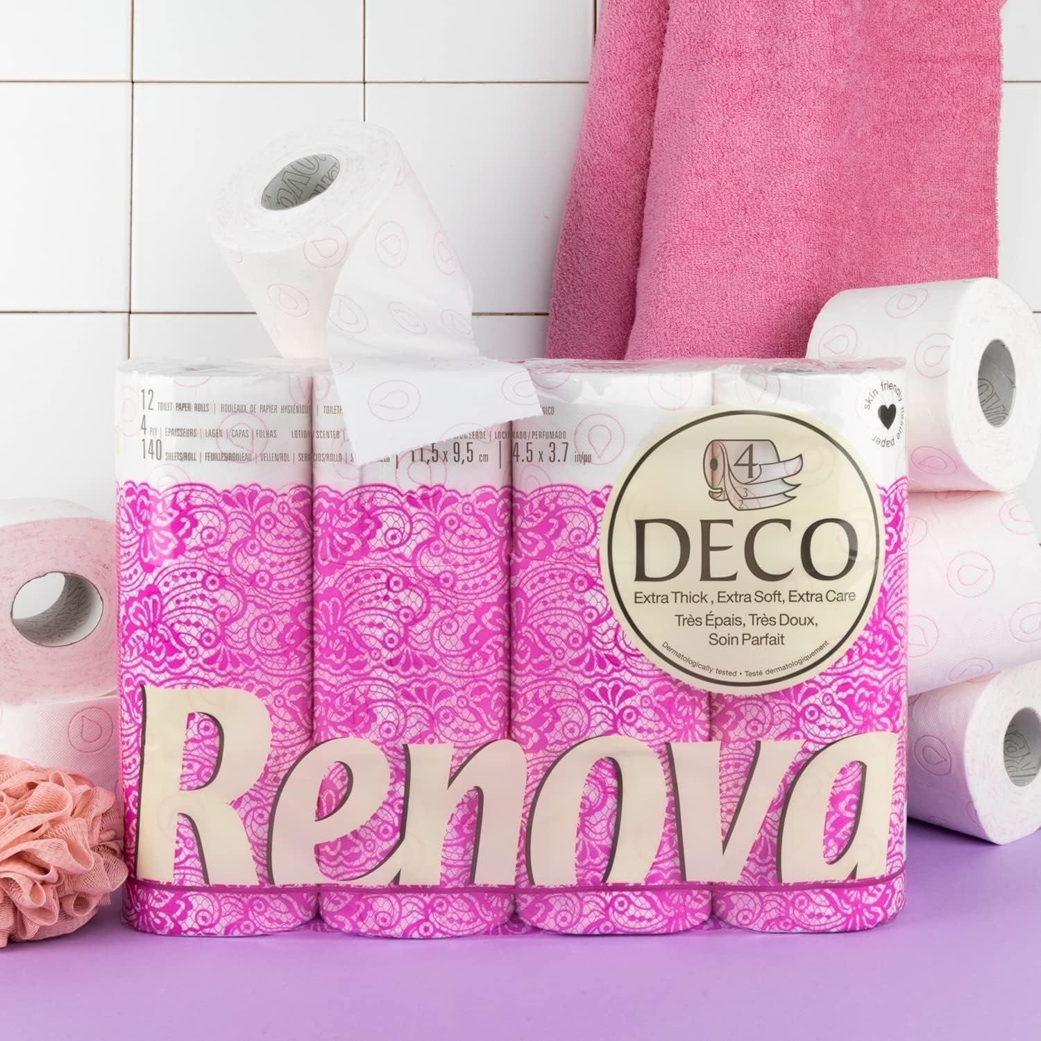 Toaletní papír Renova 4 vrstvy bíle zdobený vonný - 12 roliček role Blanco Decorado Perfumado
