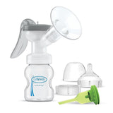 Manuální odsávačka mateřského mléka se 100% silikonovou ochranou Softshape (B, 25mm příruba) a antikolikovými doplňky + 150ml širokoúhlá láhev se savičkou úrovně 1 s pomalým průtokem Příslušenství Potraviny a kojení Bebe Naty Shop