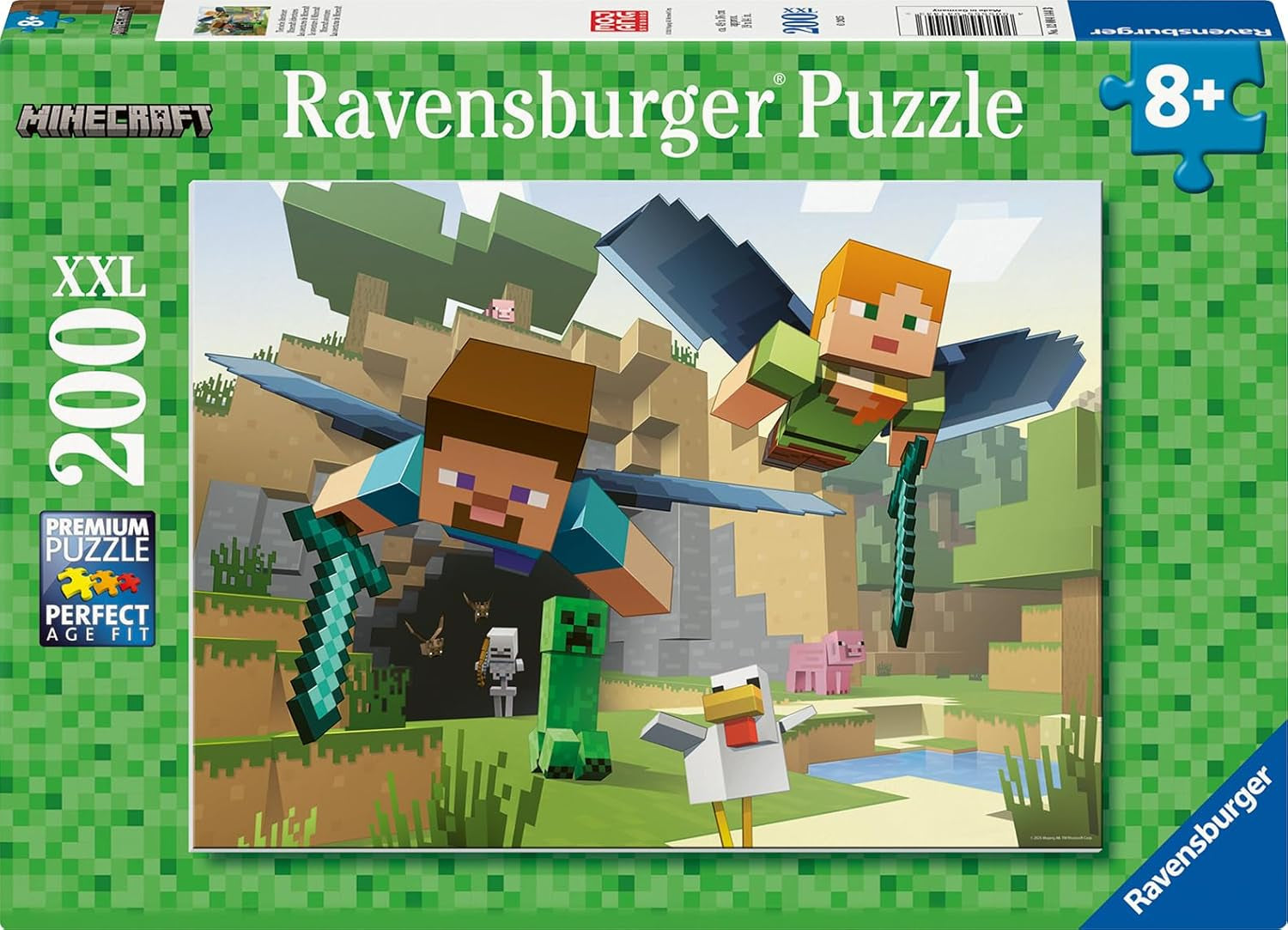 Dětské puzzle Ravensburger - 12004144 - Minecraft - 200dílné puzzle Minecraft pro děti 8+ ve formátu XXL Minecraft Dárky Puzzle Naty Shop Výchozí název