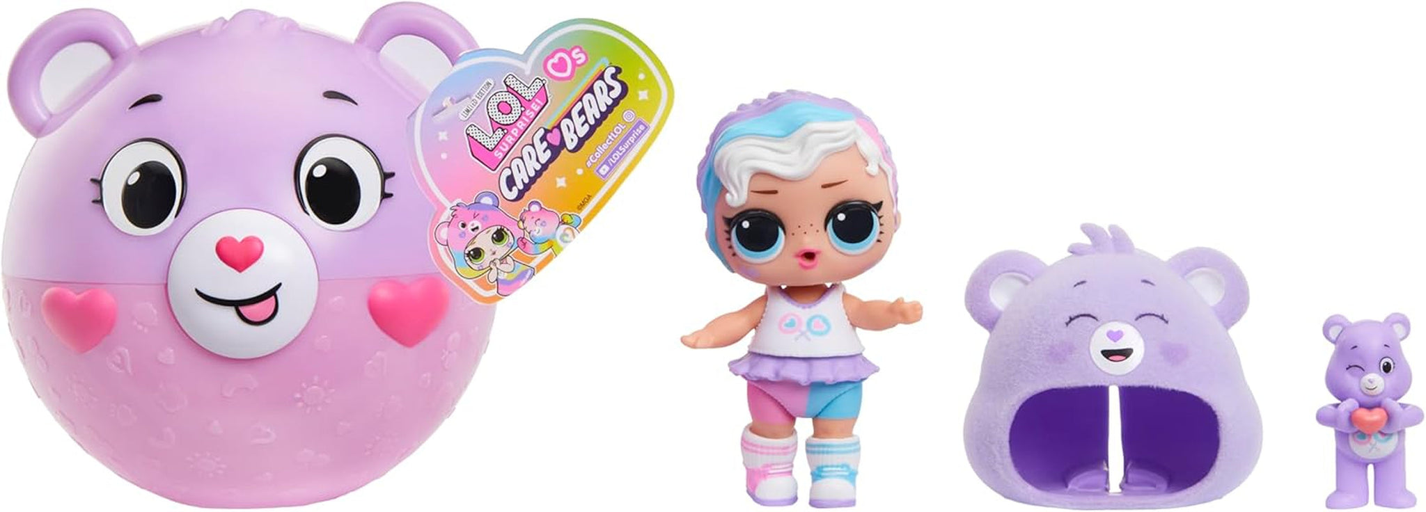 LOL Překvapení! Loves Care Bears Tots - Obsahuje 1 panenku s oblečením a doplňky, míček medvídka, skrytý obal, 6 sběratelských panenek