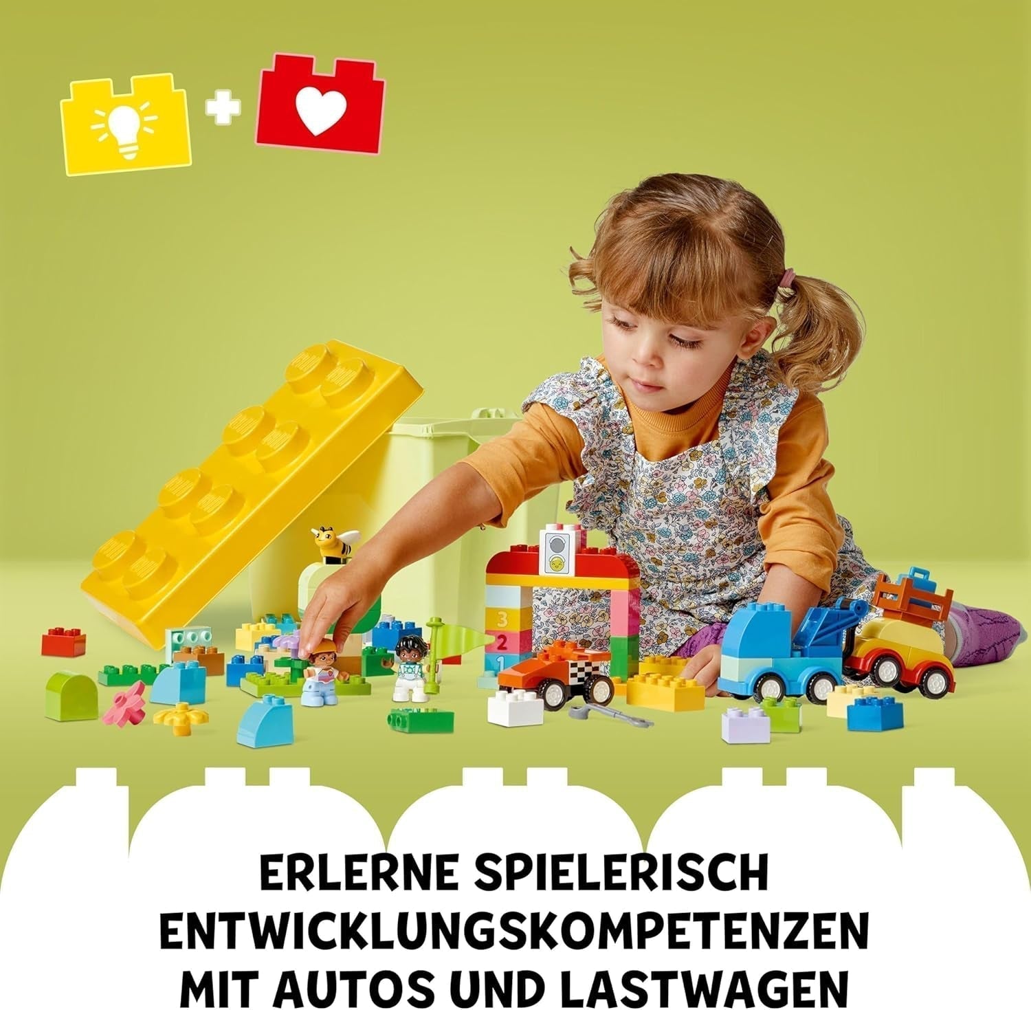 LEGO DUPLO Classic Stavebnice Auta a náklaďáky, Hrací sada s vozidly pro děti od 1,5 roku, Kreativní výuková hračka, Auto a závodní sada 10439 Stavebnic Besuche den LEGO-Store