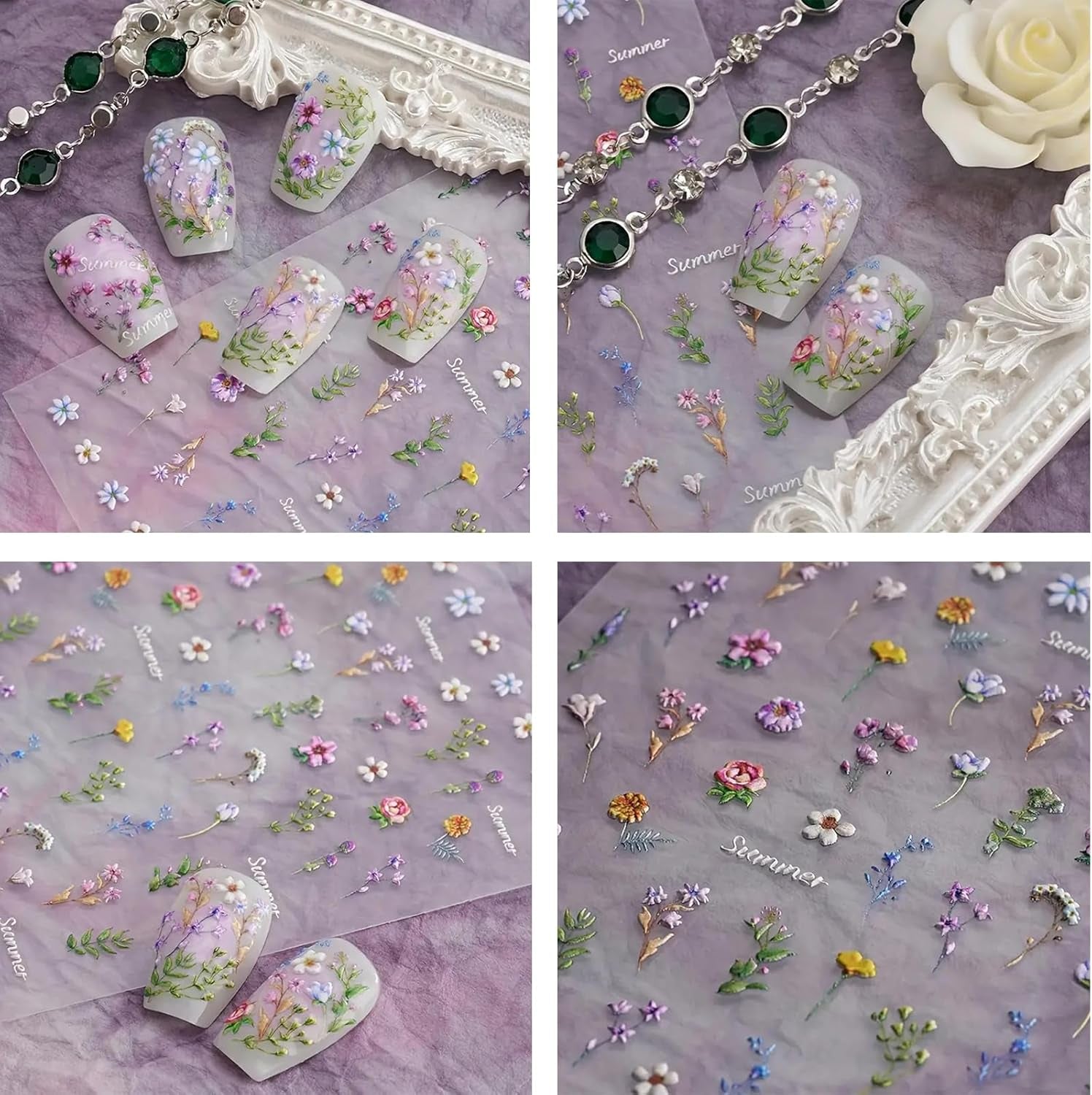 Sada nálepek na nehty - Samolepka na nehty Selbstklebende, Nageldesign Zubehör, Nail Art, Nagelaufkleber Für Fingernägel, nálepka Blumen Nagel, Nagel Deko